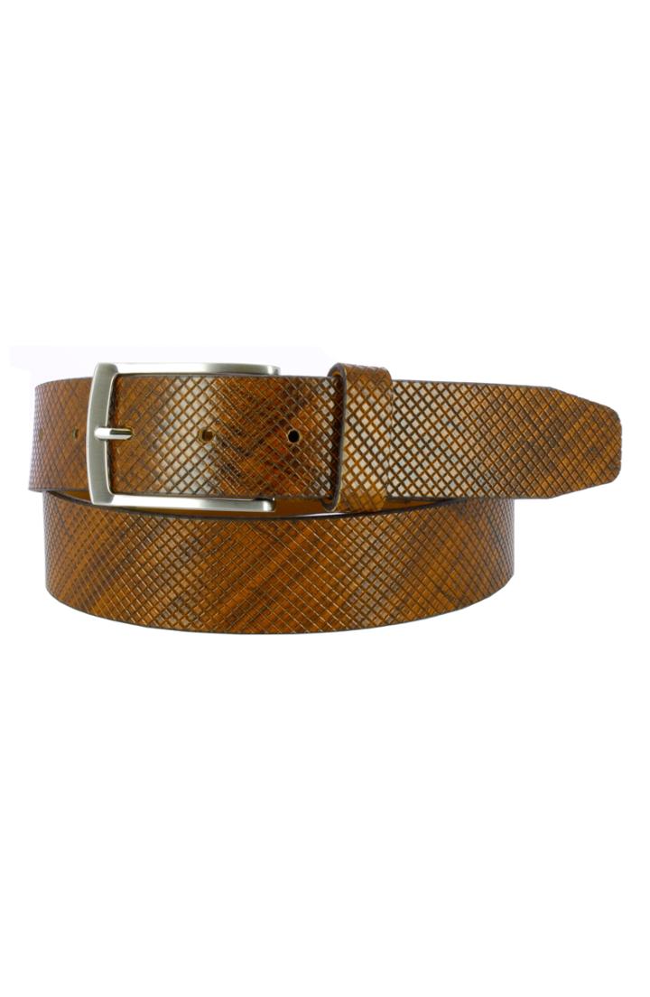 Men's Remo Tulliani Dodge Embossed Leather Belt - Tan