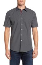 Men's Bugatchi Shaped Fit Spot Grid Sport Shirt - Black