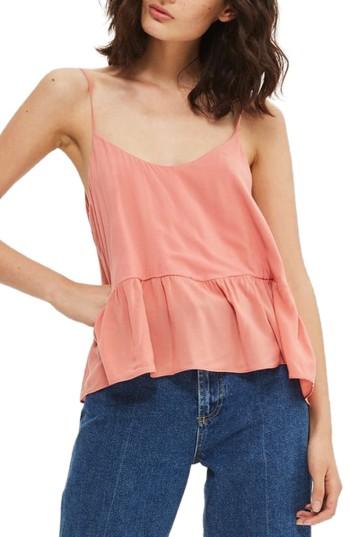 Women's Topshop Peplum Camisole Us (fits Like 2-4) - Coral