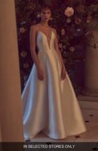 Women's Bliss Monique Lhuillier Plunging Halter Mikado Ballgown, Size In Store Only - White