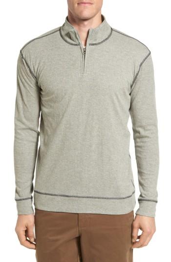 Men's Vintage 1946 Drop Needle Quarter Zip Sweater - Grey