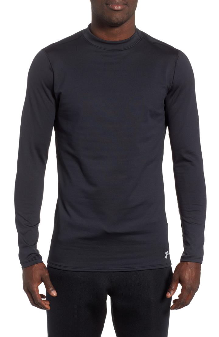 Men's Under Armour Coldgear Mock Neck Long Sleeve T-shirt - Black