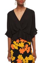 Women's Topshop Twist Peplum Hem Top Us (fits Like 0) - Black