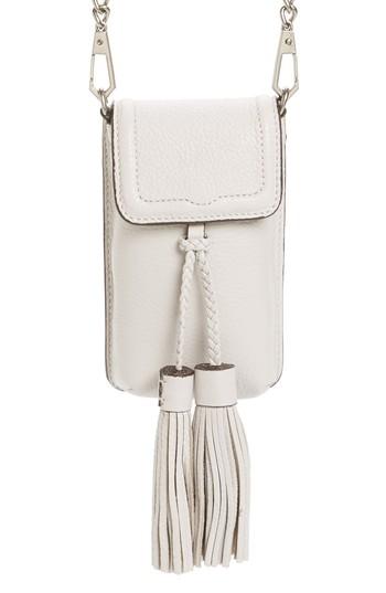 Rebecca Minkoff Isobel Phone Crossbody Bag With Genuine Rabbit Fur Guitar Strap - Grey