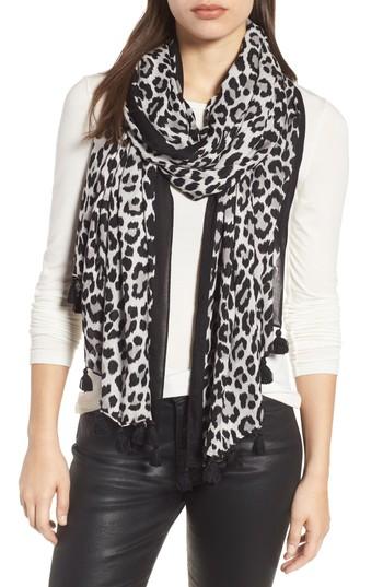Women's Kate Spade New York Classic Leopard Print Scarf, Size - Grey
