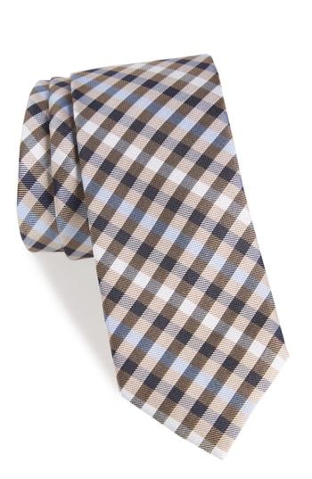 Men's 1901 Wynant Check Skinny Silk Tie, Size - Beige