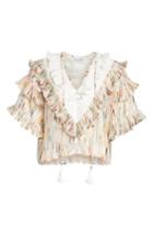 Women's Opening Ceremony Marble Print Ruffle Blouse - White