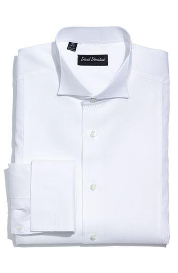 Men's David Donahue Regular Fit Bib Front French Cuff Tuxedo Shirt