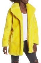 Women's Topshop Polar Bear Faux Fur Coat Us (fits Like 0) - Yellow