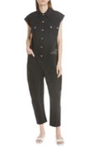 Women's Opening Ceremony Lace Panel Denim Jumpsuit - Black