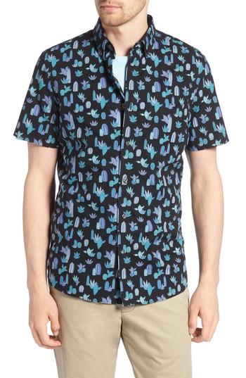 Men's 1901 Trim Fit Cactus Print Sport Shirt - Grey