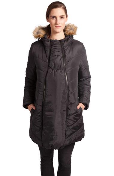 Women's Modern Eternity Faux Fur Convertible Puffer Maternity Jacket