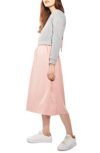 Women's Topshop Tie Back Hybrid Midi Dress