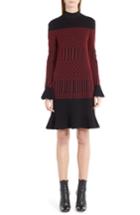 Women's Fendi Lozenge Knit Flutter Hem Dress Us / 42 It - Red