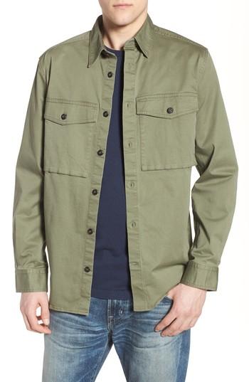 Men's French Connection Twill Military Shirt Jacket - Green