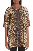 Women's Moschino Leopard & Logo Print Oversize Tee - Brown