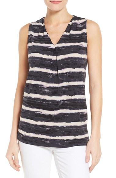 Women's Halogen Pleat Front V-neck Top - Black