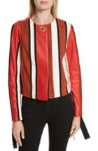 Women's Derek Lam 10 Crosby Stripe Collarless Leather Jacket - Red