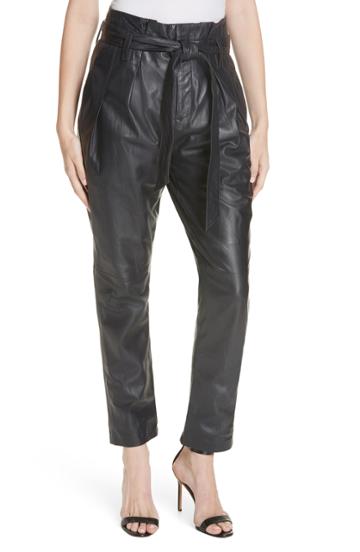 Women's Equipment Isidore Paperbag Waist Leather Trousers - Blue
