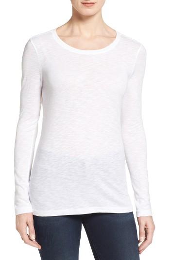Women's Caslon Long Sleeve Crewneck Tee, Size - White