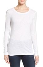 Women's Caslon Long Sleeve Crewneck Tee, Size - White