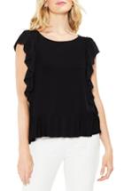Women's Vince Camuto Ruffle Sleeve Mix Media Top, Size - Black