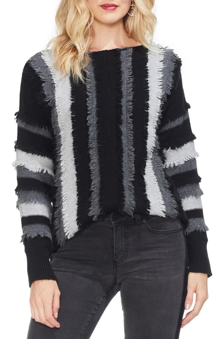Women's Vince Camuto Stripe Sweater, Size - Black
