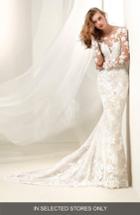 Women's Pronovias Drafne Illusion Bodice Lace Mermaid Gown, Size In Store Only - Ivory