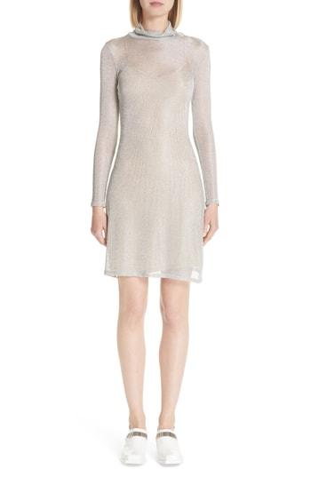 Women's Eckhaus Latta Metallic Rib Turtleneck Dress - Grey