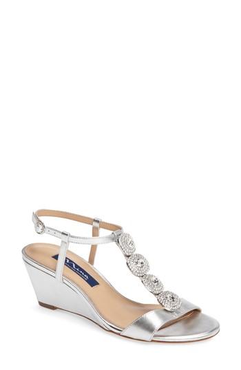 Women's Nina Natania Swarovski Wedge Sandal .5 M - Metallic