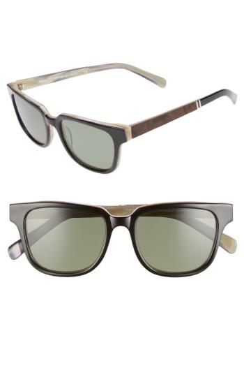 Women's Shwood 'prescott' 52mm Acetate & Wood Polarized Sunglasses - Black/ Ivory/ Elm/ G15 Polar