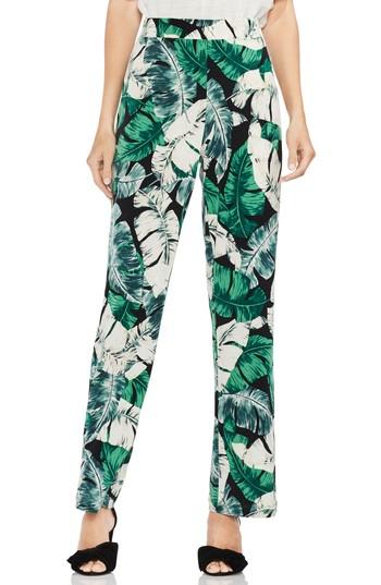Women's Vince Camuto Jungle Palm Print Pants, Size - Black