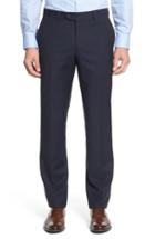Men's Nordstrom Men's Shop Flat Front Check Wool Trousers - Blue