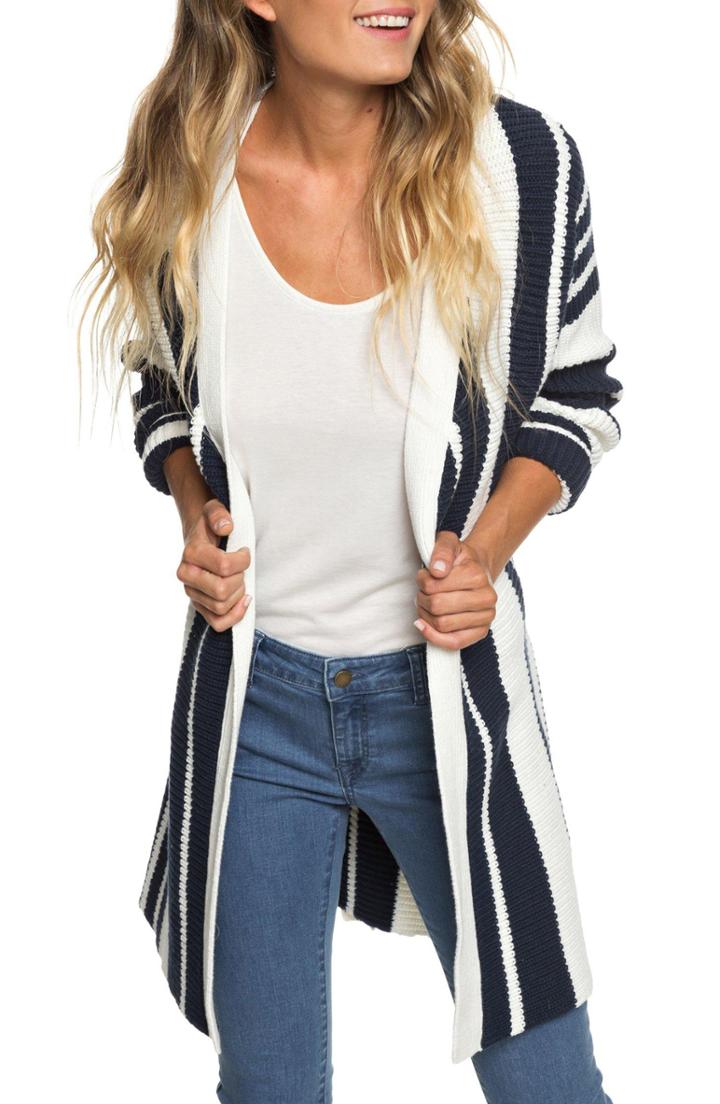 Women's Roxy Morning To Palu Bay Stripe Cardigan - White