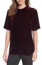 Women's Eileen Fisher High Neck Velvet Top, Size - Red
