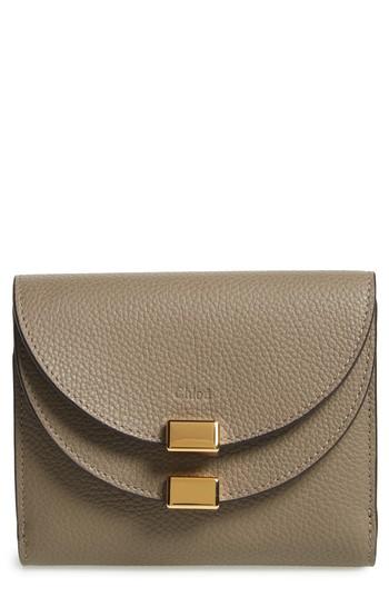 Women's Chloe 'georgia' Calfskin Leather Wallet - Grey