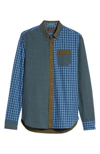Men's Scotch & Soda Regular Fit Pattern Blocked Sport Shirt - Blue