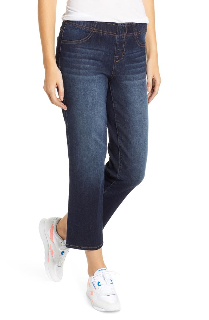 Women's 1822 Denim Pull On Straight Leg Crop Jeans - Blue