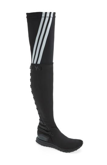 Women's Y-3 Zazu Over The Knee Sneaker Boot .5 M - Black