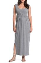 Women's Bun Maternity Cross Top Maternity/nursing Maxi Dress - Grey