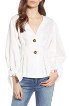 Women's Endless Rose Tie Cuff Two Button Blouse - White