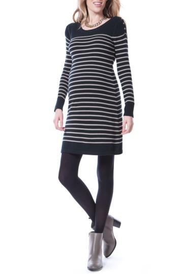 Women's Seraphine Hayden Stripe Maternity/nursing Dress - Black