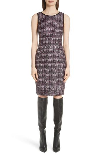 Women's St. John Collection Painterly Sheen Tweed Knit Dress - Grey