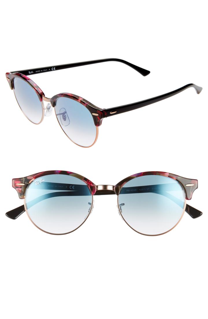 Women's Ray-ban Clubround 51mm Round Sunglasses - Violet/ Grey Blue Gradient