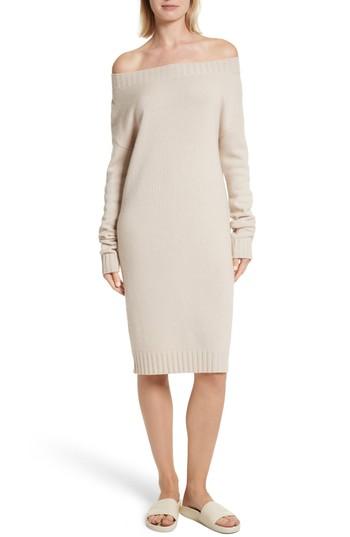 Women's Vince Off The Shoulder Wool & Cashmere Sweater Dress - Beige