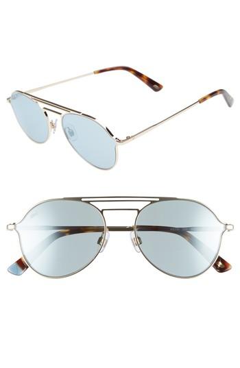 Women's Web 56mm Aviator Sunglasses - Gold/ Blue Mirror