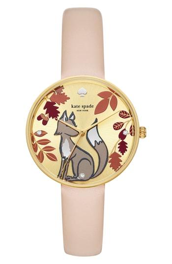 Women's Kate Spade New York Metro Fox Leather Strap Watch, 36mm
