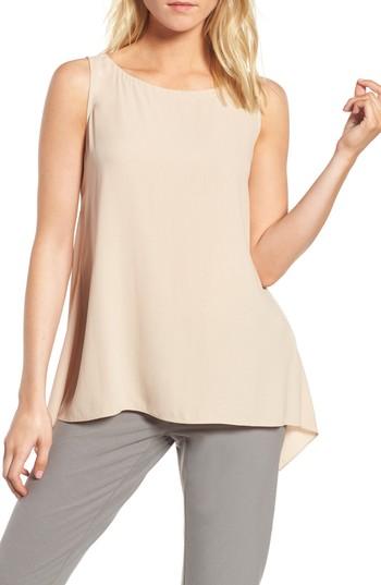 Women's Eileen Fisher Wrap Back Silk Tank, Size - Beige