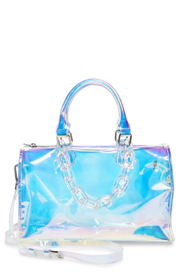 Like Dreams Translucent Iridescent Barrel Bag - Metallic