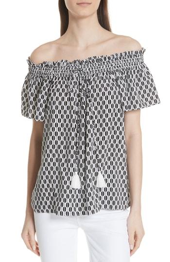 Women's Kate Spade New York Arrow Stripe Off The Shoulder Top - Black